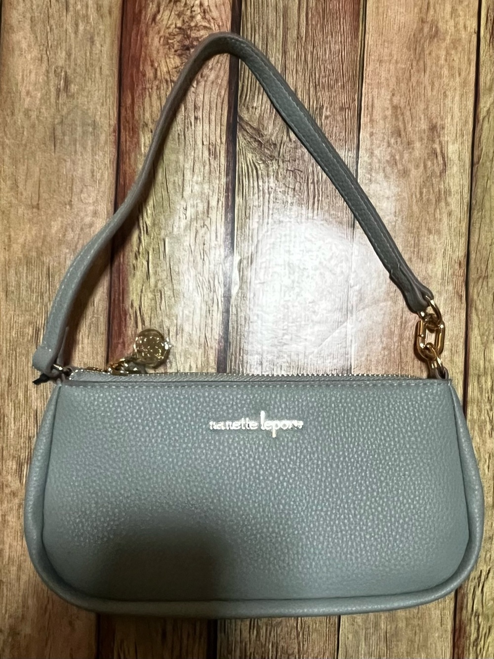 Nanette Lepore Pebble-Texture Gray Shoulder Mini Bag